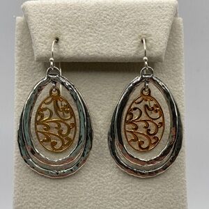 Or Paz Sterling Silver Two-Tone Teardrop Dangle Drop Earrings Pierced